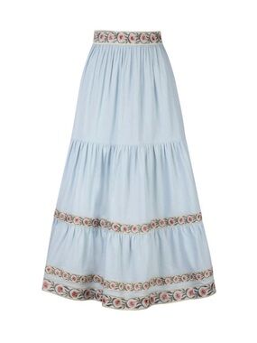RosewaterHouse CARNATION RUFFLE SKIRT IN BLUE & PINK